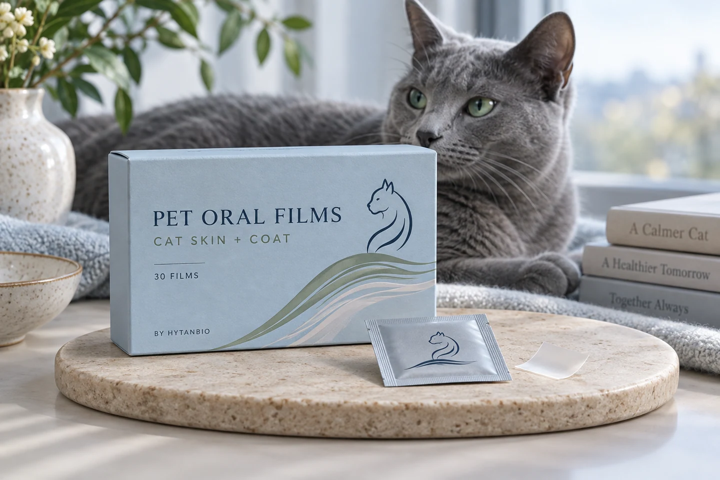 Cat Skin and Coat Oral Films private label pet oral strip concept