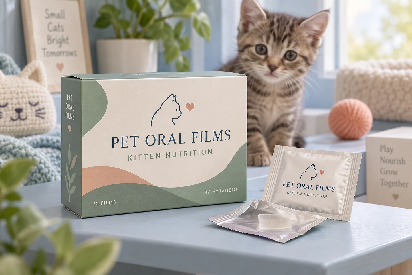 Kitten Nutrition Development Films private label pet oral strip concept