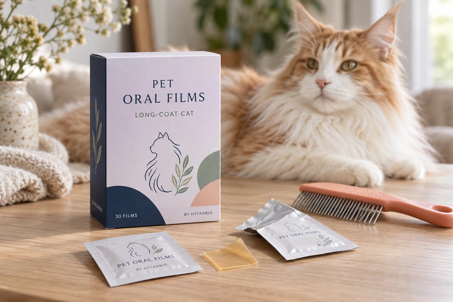 Long-Coat Cat Nutrition Films private label pet oral strip concept