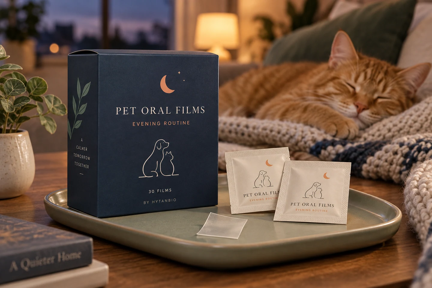 Melatonin-Free Evening Oral Films private label pet oral strip concept