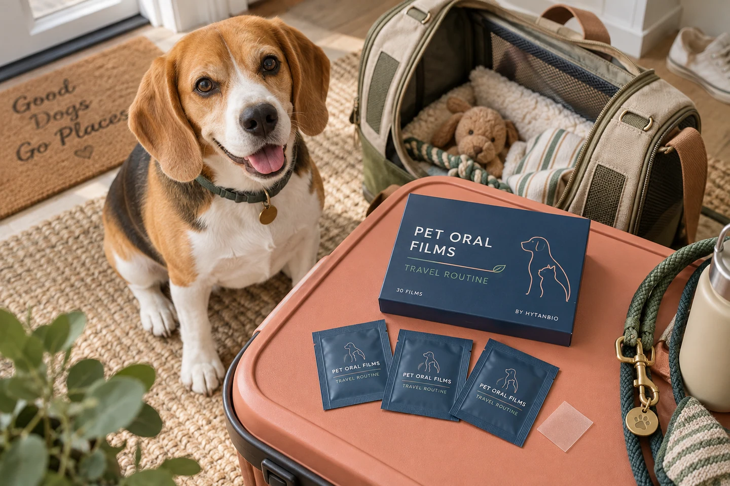 Pet Travel Routine Oral Films private label pet oral strip concept