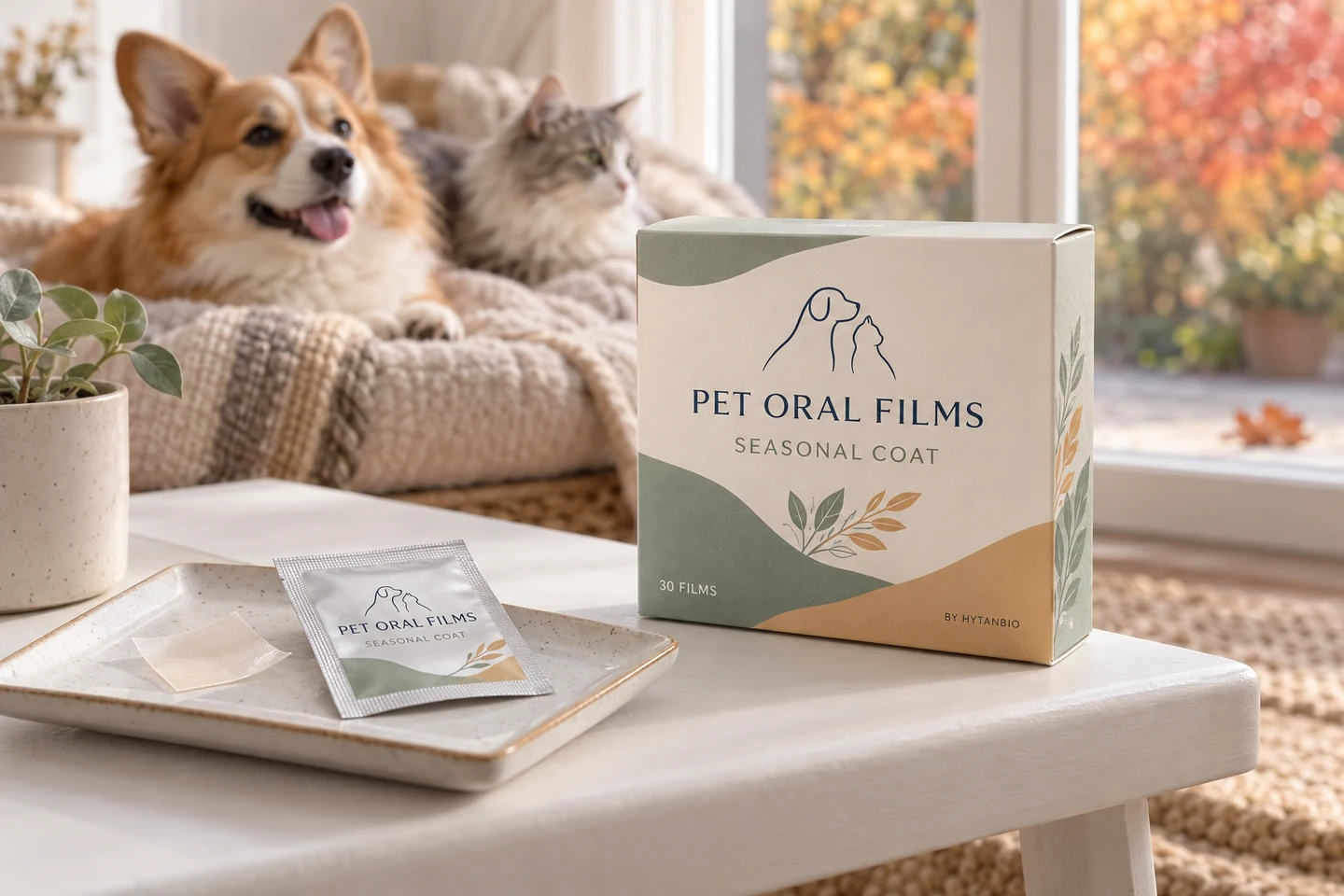 Seasonal Coat Routine Oral Films private label pet oral strip concept