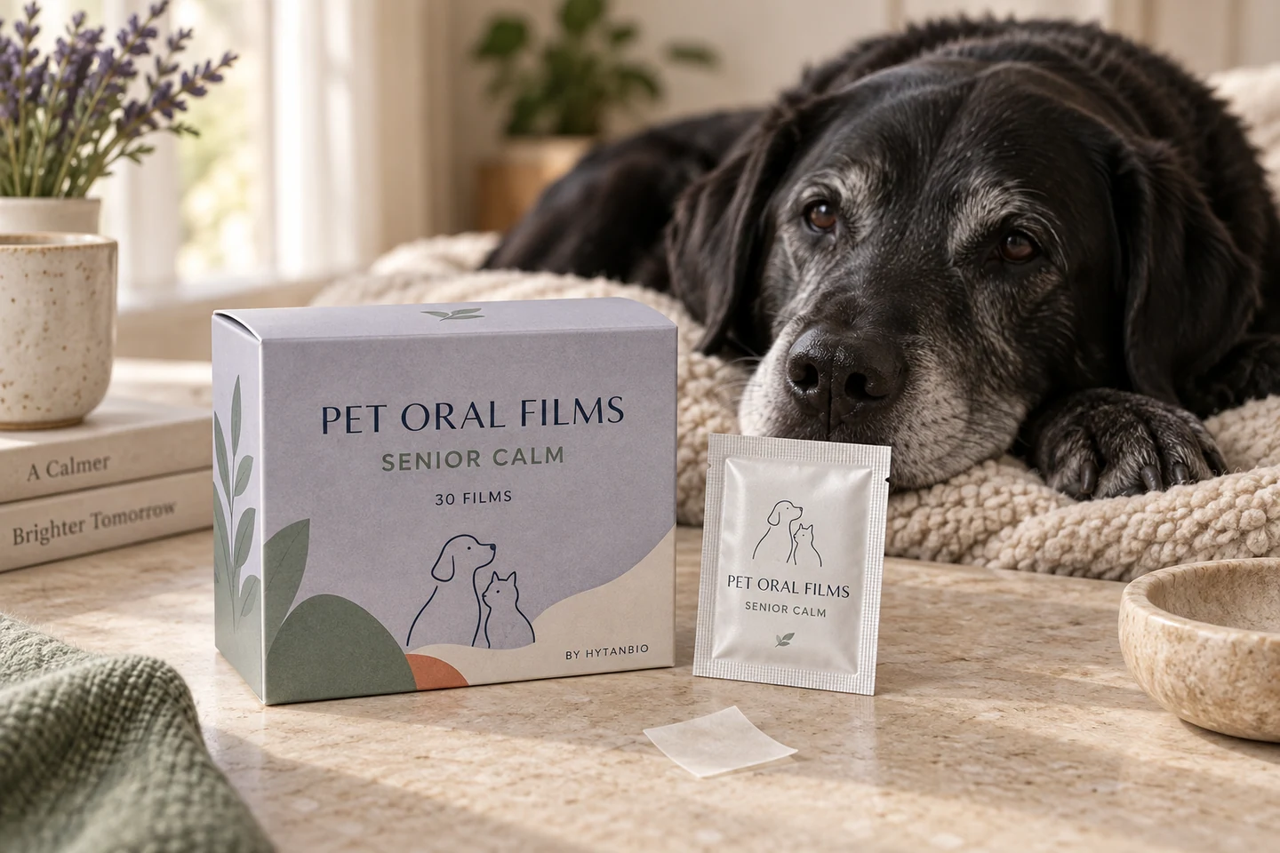 Senior Pet Calming Support Oral Films private label pet oral strip concept