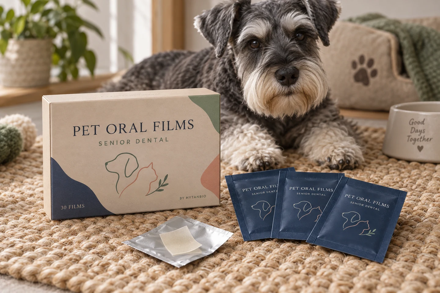 Senior Pet Dental Routine Films private label pet oral strip concept